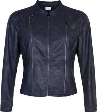 In Front Marineblauwe Mapel Jas met Ritsdetails - Dames - Zomerjassen - Blauw - M - Polyester - Jassen