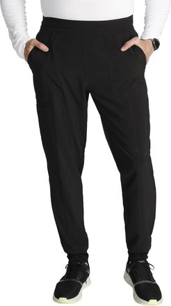 Cherokee Mens Pull-on Jogger with 5 Pockets, Elastic Waistband, Front Leg Seams and Rib-Knit Cuffs - CK224A, Black, Medium