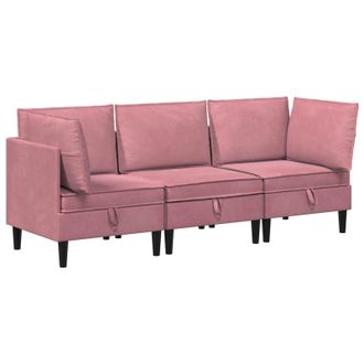vidaXL Juego De Muebles De Sal&oacute;n Con Coj&iacute;n 3 Pcs Rosa Terciopelo Vidaxl