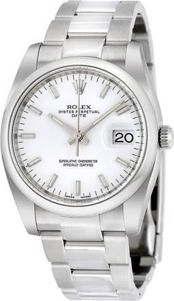 Rolex Oyster Perpetual Date 34 White Dial Stainless Steel Bracelet Automatic Watch 115200WSO