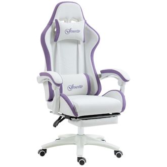 Vinsetto Vinsetto - Sedia Da Gaming Ad Altezza Regolabile Con Poggiatesta Bianco Viola