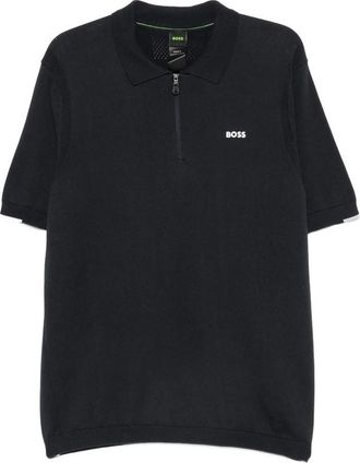 HUGO BOSS Zip-fastening Logo-print Polo Shirt