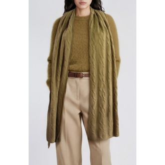 Portolano Cashmere Cable Knit Scarf in Incense at Nordstrom Rack