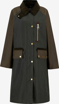 Barbour Lange Wachstuchjacke mit Hemdkragen Evette
