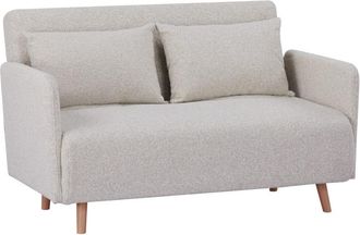 DRAWER Sofá cama de 2 plazas en tela rizada con patas de madera clara L120cm