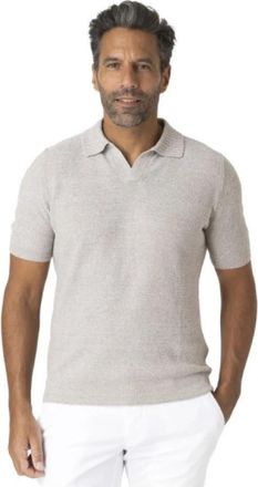 Gran Sasso Gehaakte gebreide Skipper kraag polo - Heren - Ronde hals truien - Beige - 2XL - Katoen - Truien & Vesten