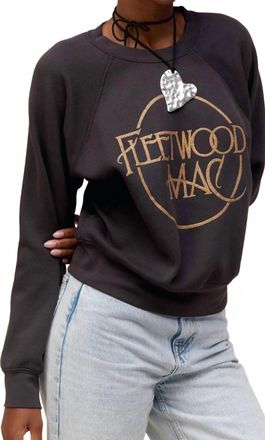 Daydreamer Fleetwood Mac Circle Logo Raglan Crewneck Sweater In Washed Black