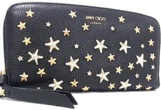 Jimmy Choo London Black Leather Long Wallet (Bi-Fold) (Pre-Owned)
