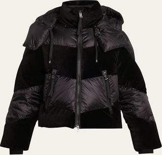 Bogner Cathy Nylon & Velvet Down Jacket with Detachable Hood