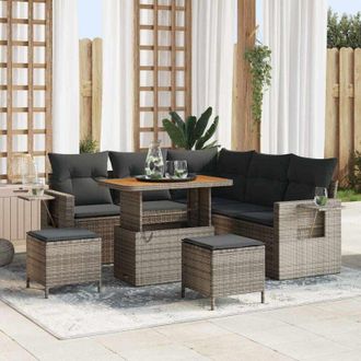 vidaXL Conjunto De Sof&aacute; De Jard&iacute;n Con Coj&iacute;n 8 Pcs Gris 90 X 55 X 71 Cm Vidaxl