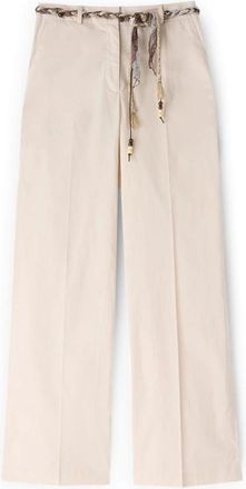 Motivi Wide Broeken - Dames - Wijde Broeken - Beige - XS - Katoen - Broeken