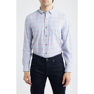 Johnston & Murphy XC Motion Performance Knit Button-Up Shirt in Multi Plaid at Nordstrom, Size Xxx-Large