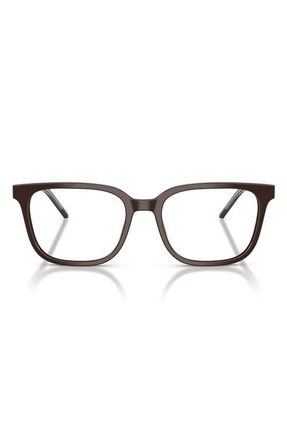 Emporio Armani 54mm Square Optical Glasses in Shiny Brown /Demo Lens at Nordstrom