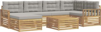 vidaXL Conjunto De Sof&aacute;s De Exterior 7 Uds. Blanco Y Gris Claro Vidaxl