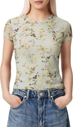 AllSaints Ellie Floral Mesh Top in Carmel Stem Green at Nordstrom, Size 12 Us