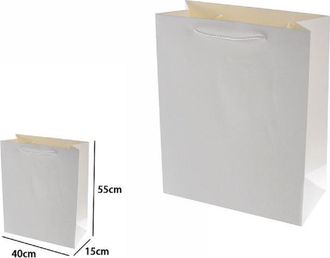 Trade Shop Trade Shop - Set 3pz Buste Borsa Regalo Sacchetti 55x40x15cm 69902 Bianco Con Manico Cordino