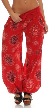 Malito more than fashion Malito Harem Pants with Summery Print Boyfriend Pants Aladin Bloomers Baggy Yoga 3481 Women One Size (red)