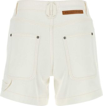 Stella McCartney Womens Two-Tone Denim Shorts White-Ecruwash Exterior: Cotton Whiteecruwash