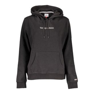 Tommy Hilfiger Hoodies, female, Black, L, Black Hoodie with Embroidery and Logo