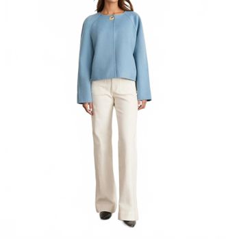 Tanya Taylor Micah Crewneck Jacket In Cloudy Seafoam