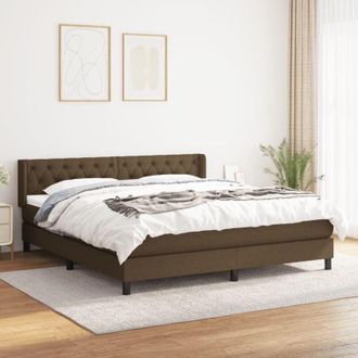 vidaXL Vidaxl - Cama Box Spring Con Colch&oacute;n Tela Marr&oacute;n Oscuro 160x200 Cm