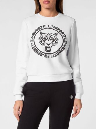 Plein Sport Crewneck Jumper in Jersey with Contrast Logo Print