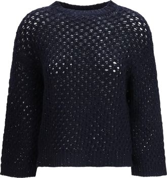 Fabiana Filippi Womens Knit Jumper Night Blue Fleece Wool Sweater