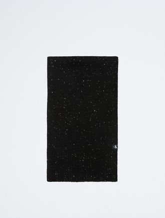 Calvin Klein Womens Tweed Monogram Logo Scarf - Black