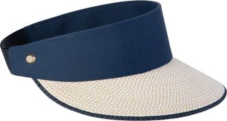 Eric Javits Squishee Straw Champ Custom Fit Visor in White Mix/Navy at Nordstrom