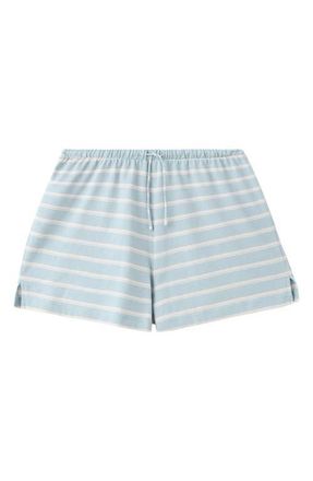 Mango Stripe Cotton Pajama Shorts in Blue at Nordstrom, Size Medium