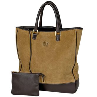 Loewe Brown Suede Leather Handbag Tote Bag (Pre-Owned)