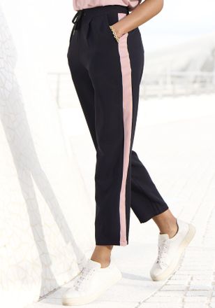 Vivance Schlupfhose VIVANCE, Damen, Gr. 34, N-Gr, lila (schwarz, mauve), Jersey, Obermaterial: 95% Polyester, 5% Elasthan, unifarben mit Farbeinsatz, figurums