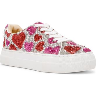 Betsey Johnson Sidny Platform Sneaker in Red/Pink Multi at Nordstrom, Size 8.5