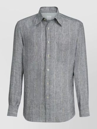 Brunello Cucinelli linen shirt button down collar stripes