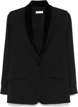 Antonelli Fluwelen Kraag Blazer - Dames - Blazers - Zwart - S - Wol - Jassen