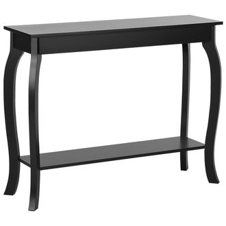 Beliani Mesa Consola Negra 100 X 30 Cm Estilo Franc&eacute;s Moderno Estante De Exhibici&oacute;n Almacenamiento Sala De Estar Pasillo Dormitorio Hartford