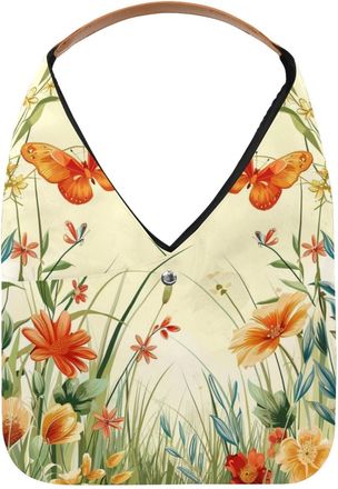 Generic Floral Background with Butterfly (1) Reusable Lightweight Grocery Bags - Foldable Into Compact Pouch, Washable & Sturdy, Multipurpose for Shopping and