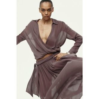 H&M Wrap blouse in Dark Mauve at Nordstrom, Size X-Small