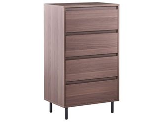 Beliani C&oacute;moda de 4 cajones marr&oacute;n oscuro
