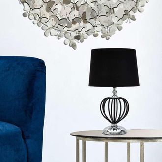Dmora L&aacute;mpara De Mesa Bundi, Requiere 1 Bombilla, Pantalla, Soporte E27, Negro