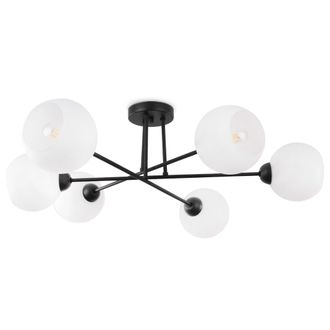 OEM L&aacute;mpara De Techo Asturia Negra 6 Pantallas Planas Blancas E27