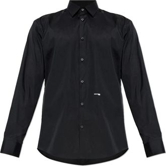 Dsquared2 Logo Shirt - Heren - Zakelijke Overhemden - Zwart - 3XL - Katoen - Overhemden
