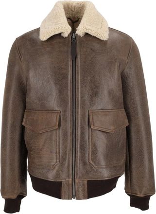 Schott NYC Lcsheeppilot Jas - Heren - Jassen - Bruin - Maat: XL Leer