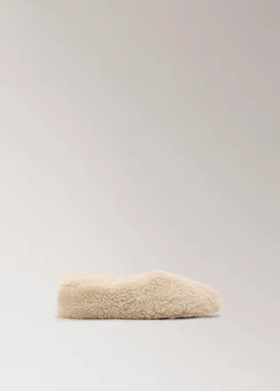 Mango Pantofola pelliccia lana beige - Donna - 36 - MANGO
