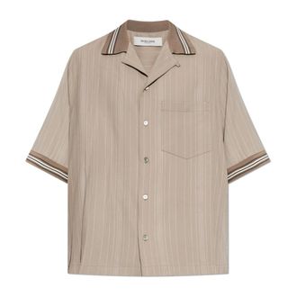 Golden Goose Short Sleeve Shirts, male, Beige, Size: S Short-Sleeved Shirt