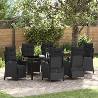 vidaXL Conjunto De Comedor De Jard&iacute;n 7 Pcs Negro Rat&aacute;n Sint&eacute;tico Vidaxl