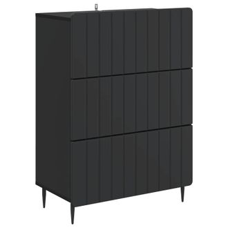 vidaXL Cajonera 66 X 34,5 X 92 Cm Madera De Ingenier&iacute;a Negro Vidaxl