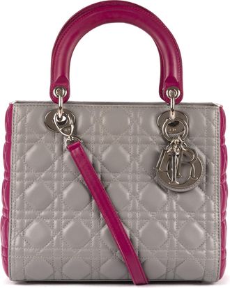Dior Pre-owned Womens Medium Lady-D Shoulder Bag - Grey - One Size