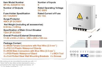 OEM Caja Combinada Fotovoltaica, Construcci&oacute;n Duradera, Seguridad Mejorada, 6 Cables De Acero De 15 A