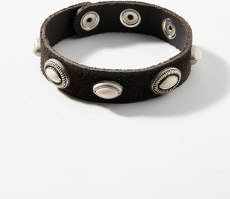 Alberto Luti Mens White-stone suede bracelet